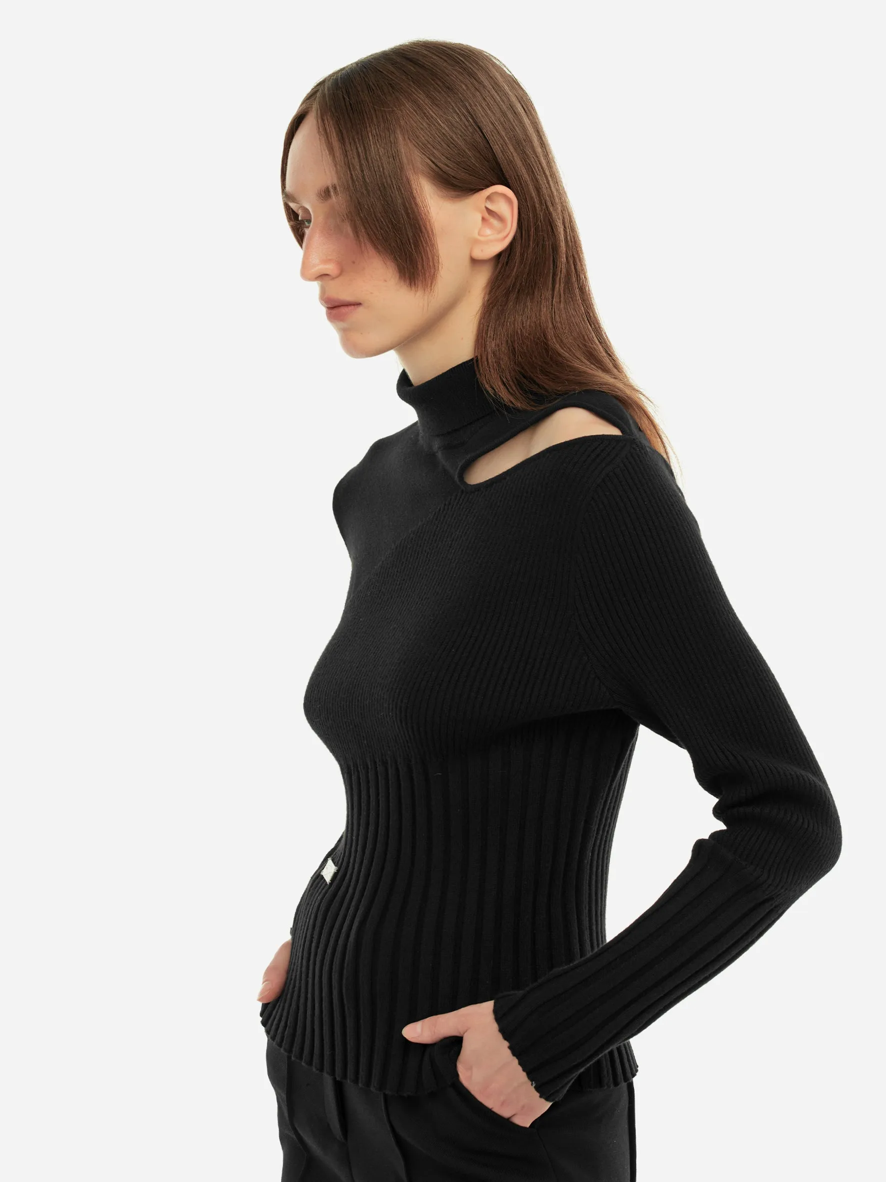 006 - Hollow-Out Paneled Knit Sweater