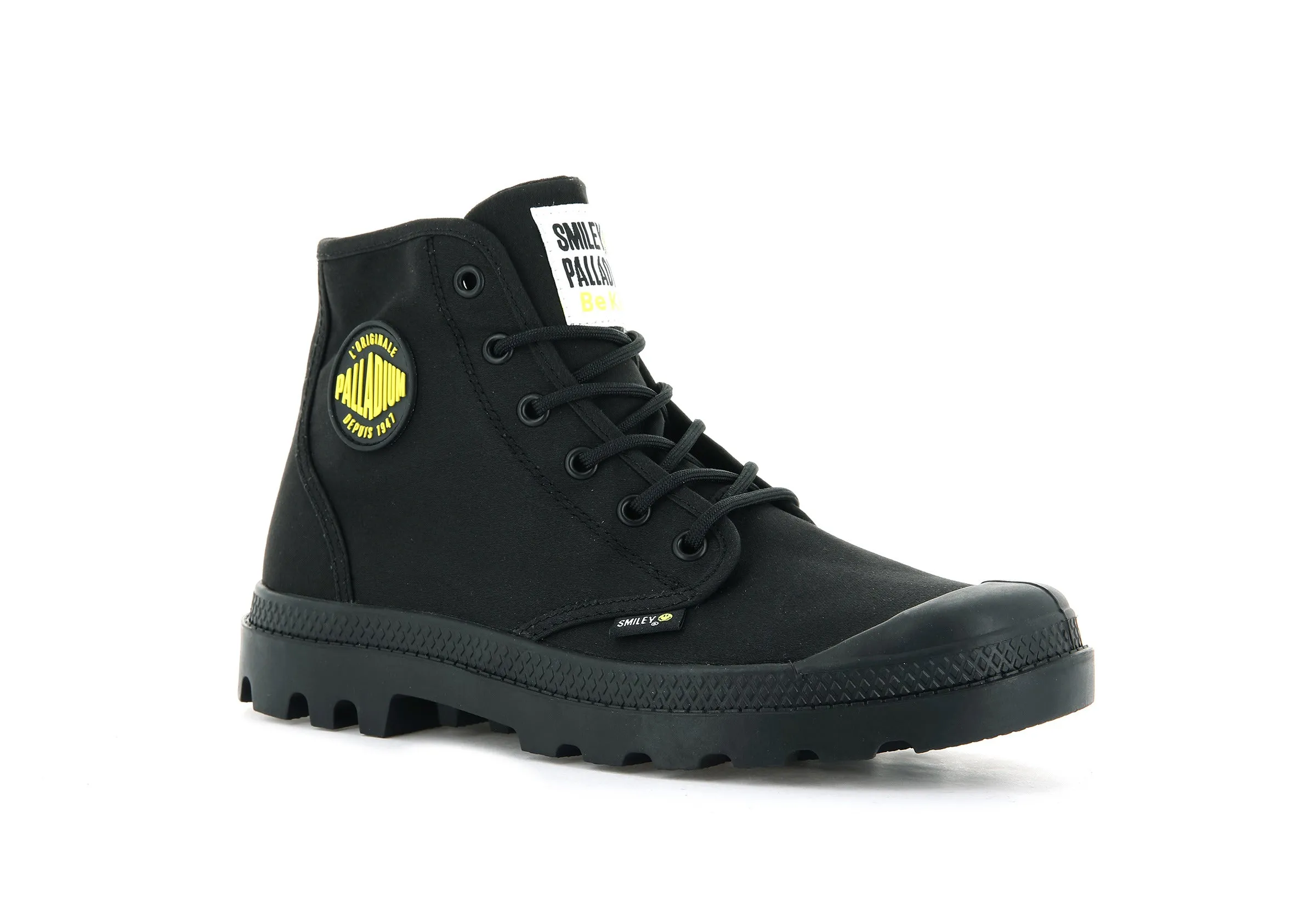 77079-008-M | SMILEY  PAMPA HI BE KIND | BLACK/BLACK