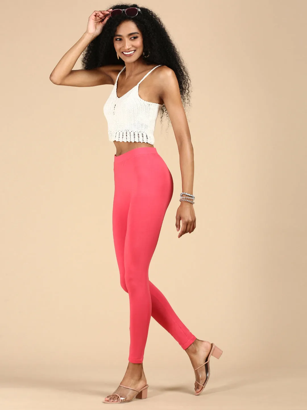 Ankle Length Leggings Viscose-Coral