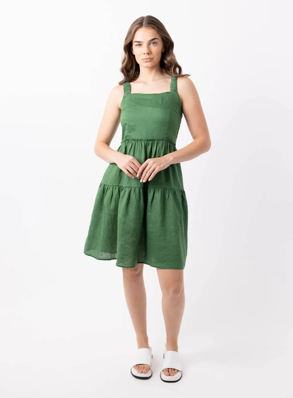 Aquila Linen Dress-OLIVE