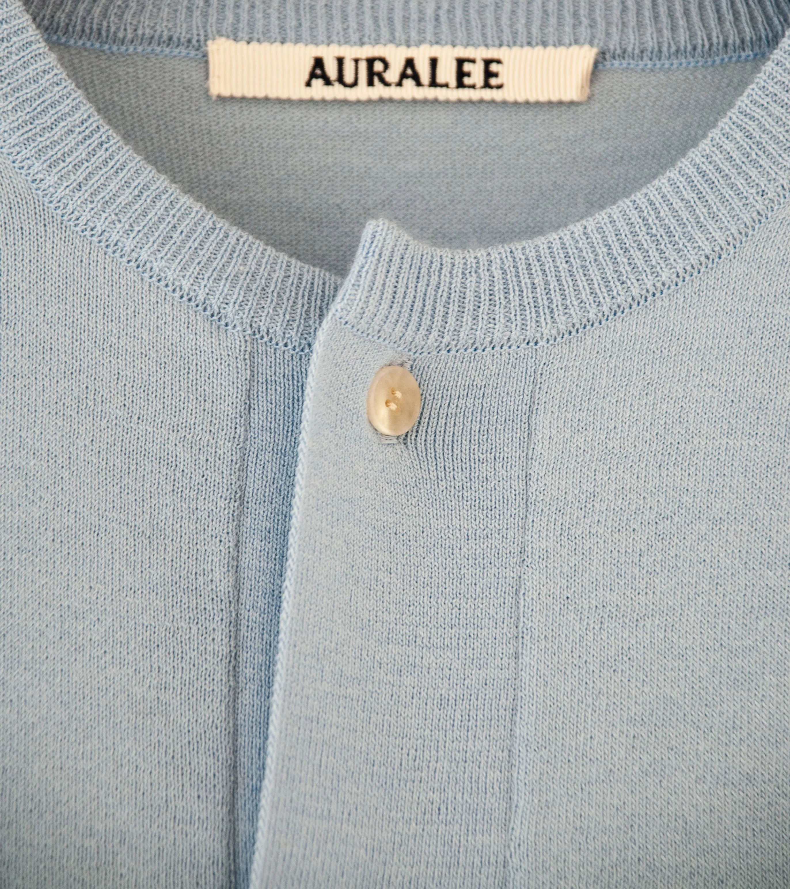 Auralee 'Cashmere Hard Twist Knit Cardigan' (Light Blue)