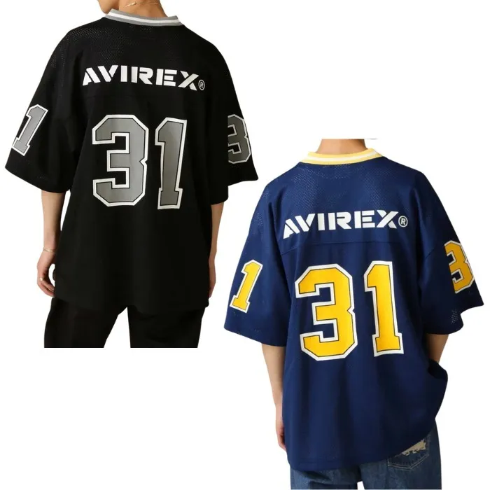 AVIREX  |Pullovers Unisex Street Style Plain Short Sleeves Oversized