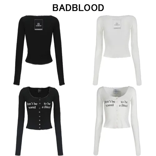 BADBLOOD  |Casual Style Street Style Long Sleeves Elegant Style Logo