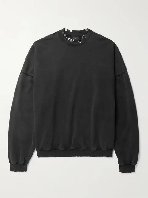 BALENCIAGA  |Crew Neck Pullovers Monogram Unisex Studded Street Style