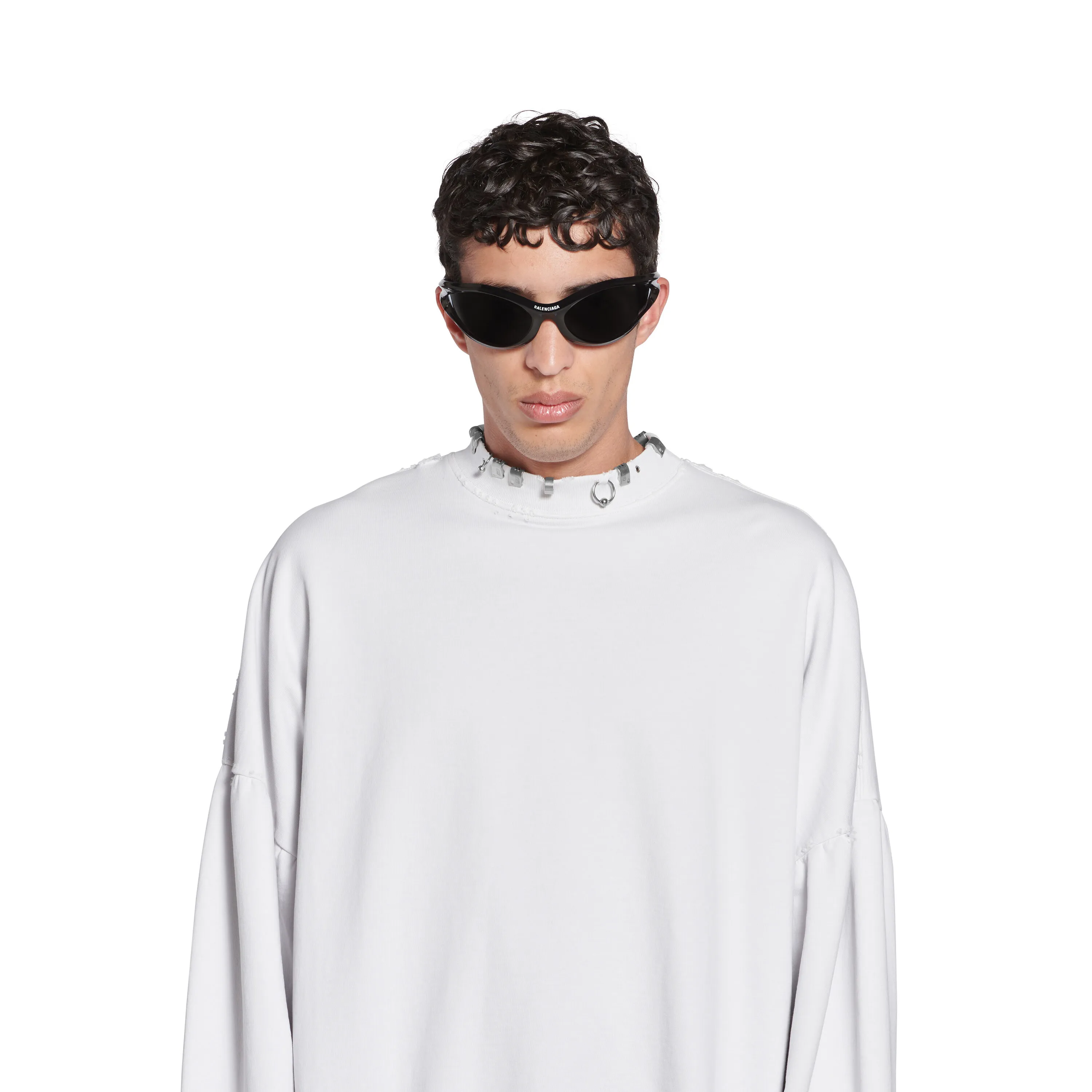 BALENCIAGA  |Crew Neck Pullovers Monogram Unisex Studded Street Style