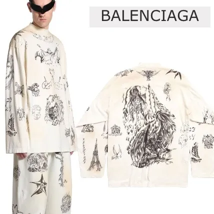 BALENCIAGA  |Crew Neck Pullovers Unisex Street Style Long Sleeves Cotton