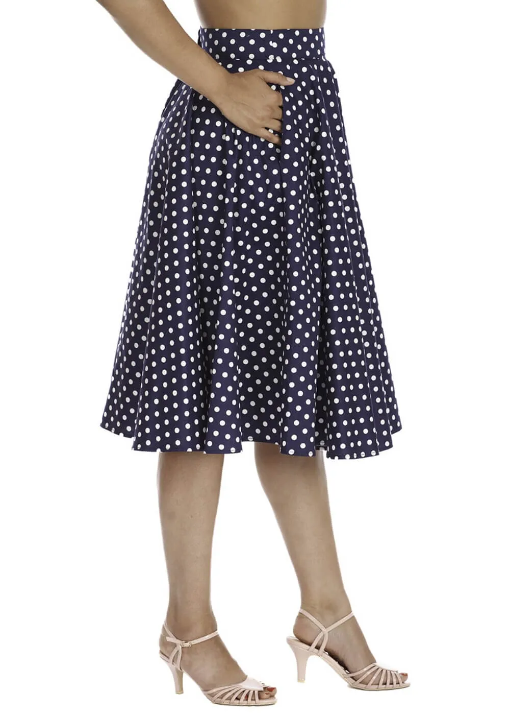 Banned Dot Days 50's Swing Skirt Navy