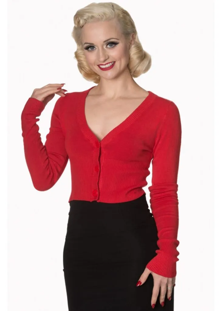 Banned Lets Go Dancing Retro 50's Cardigan Red