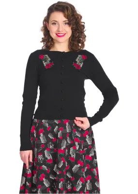 Banned Singing Rose Nashville 50's Cardigan Black