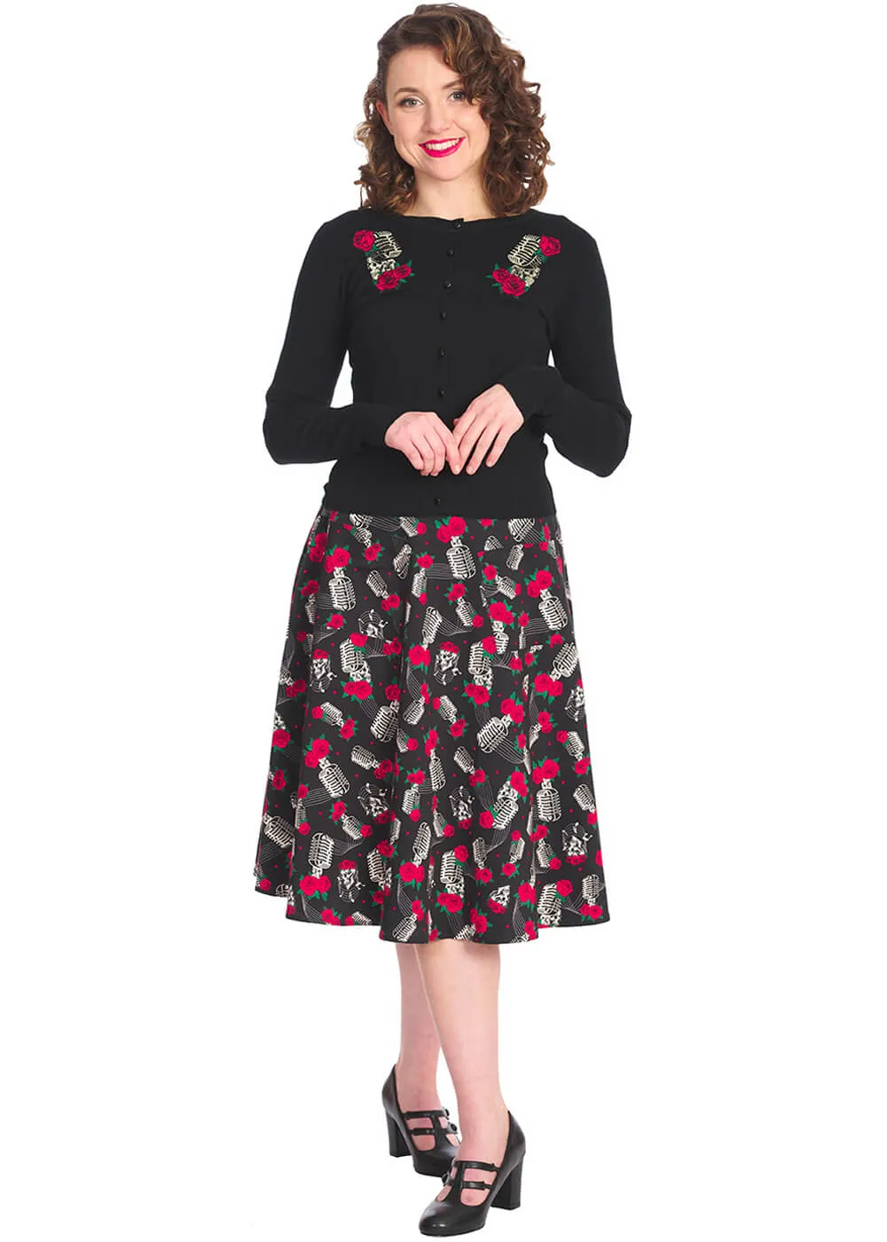 Banned Singing Rose Nashville 50's Cardigan Black