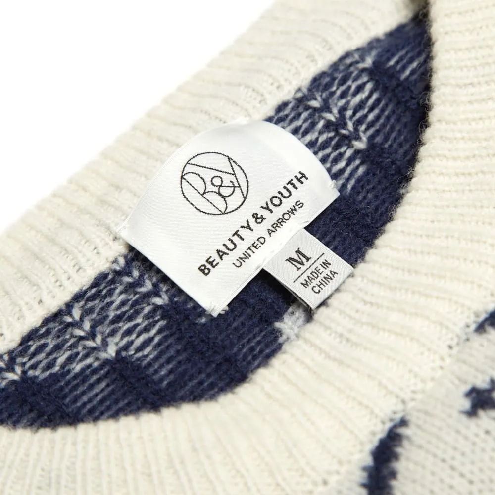 Beauty & Youth Ski Jacquard Crew Neck KnitWhite