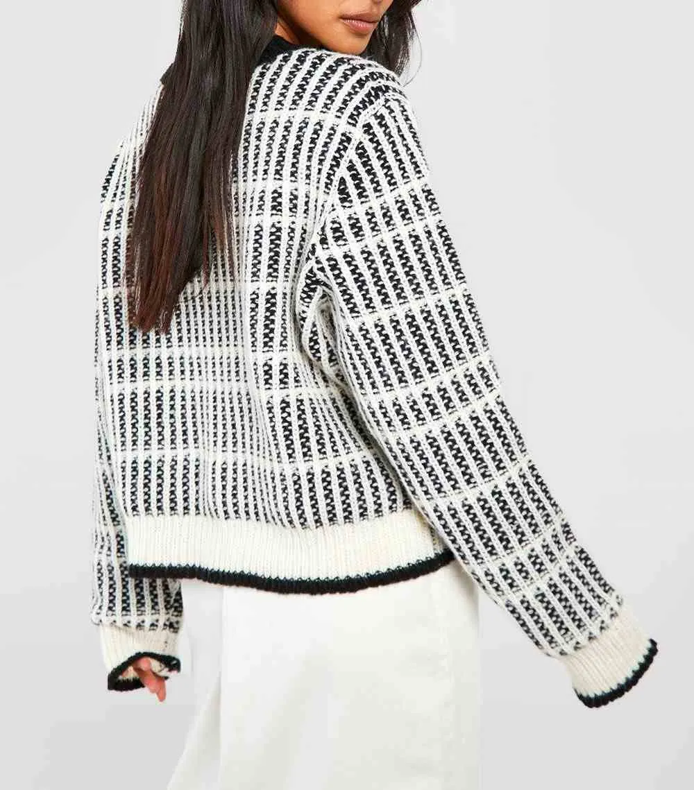 boohoo  |Crew Neck Stripes Casual Style Long Sleeves