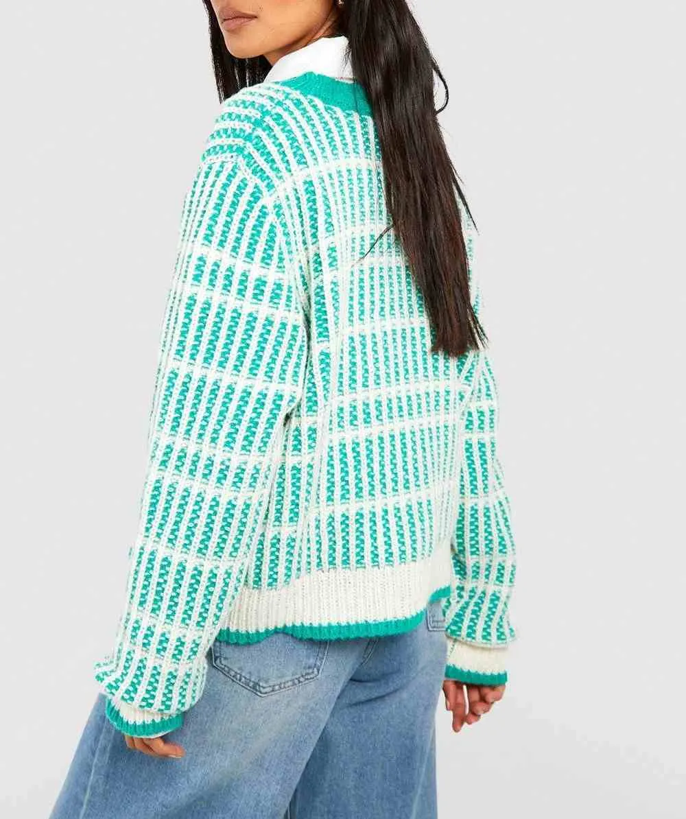 boohoo  |Crew Neck Stripes Casual Style Long Sleeves