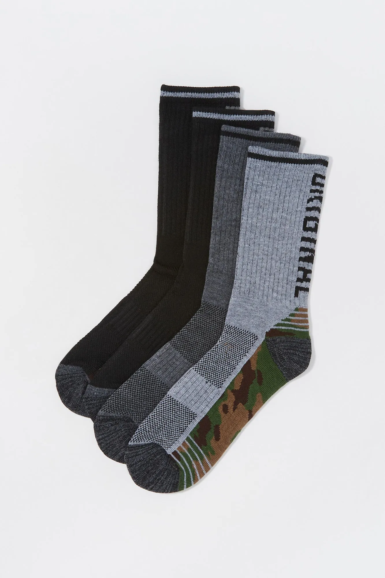 Boys Camo Print Sole Crew Sock (4 Pack)