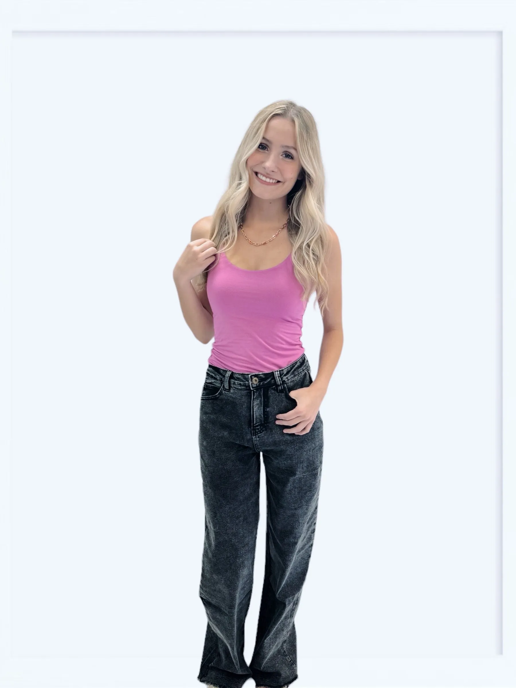 Brandy Charcoal High-Waisted Wide Leg Pants