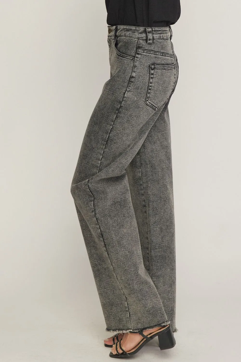 Brandy Charcoal High-Waisted Wide Leg Pants