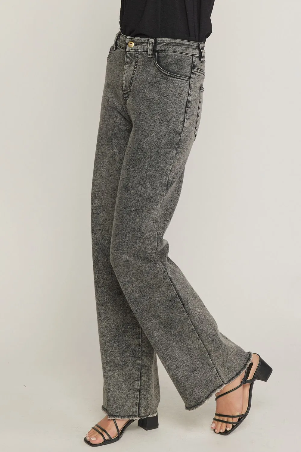 Brandy Charcoal High-Waisted Wide Leg Pants