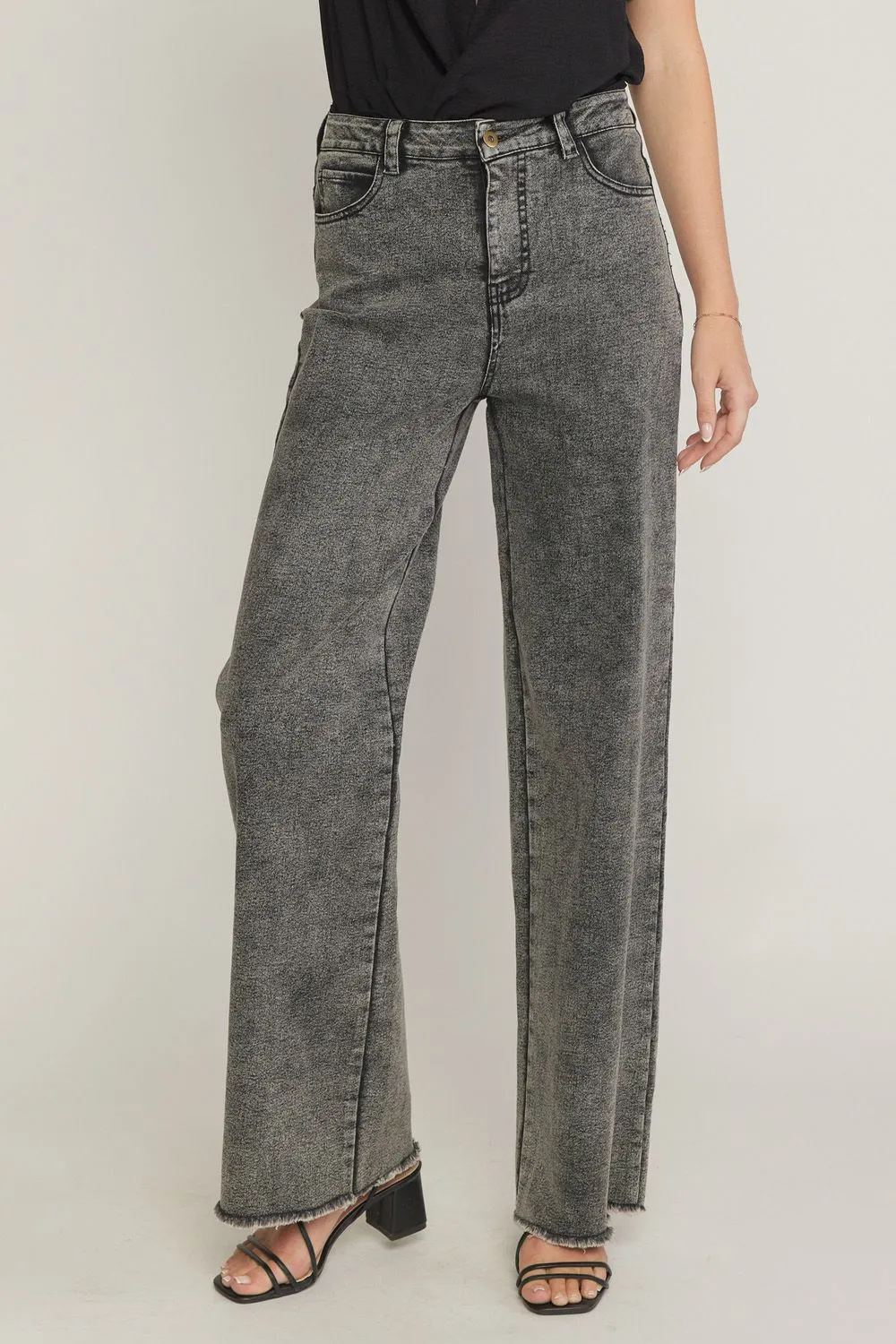 Brandy Charcoal High-Waisted Wide Leg Pants