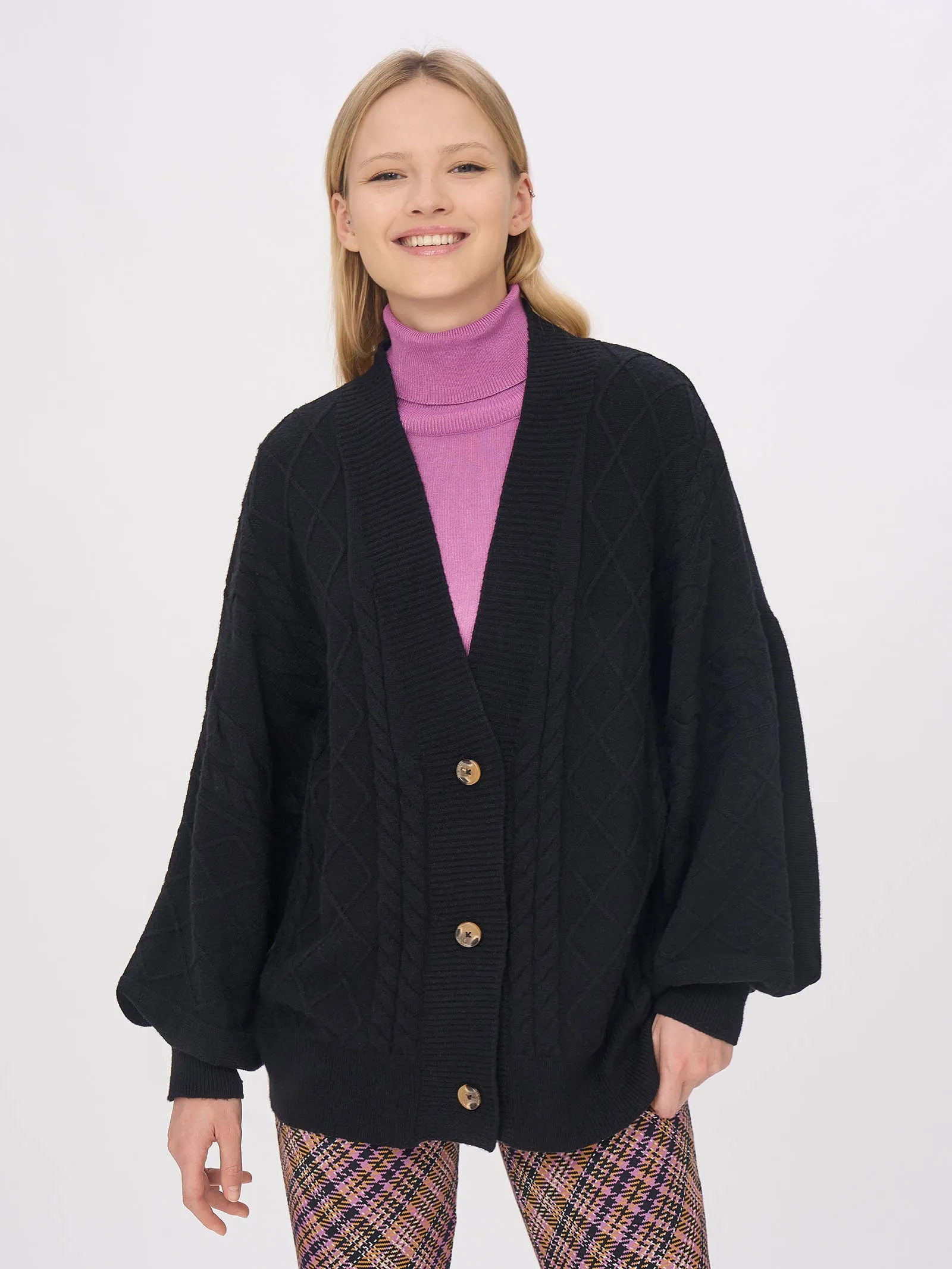 Cardigan oversize in filato Super Soft - Passion Flower