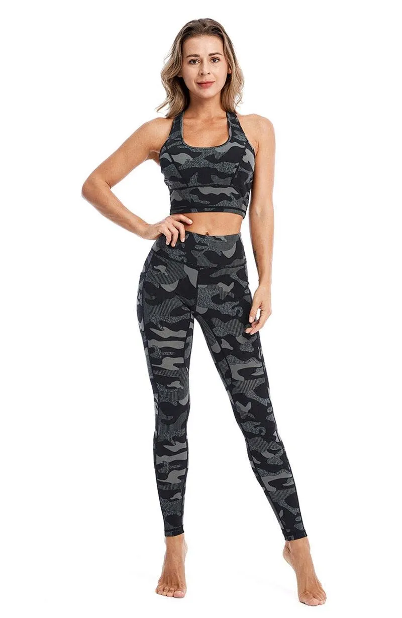 Cloud Hide Camouflage Yoga Set Gym Sports Wear Women S-XXL Clothes Workout Pants Leggings Top Bra Shirt Fitness Suit Sportswear