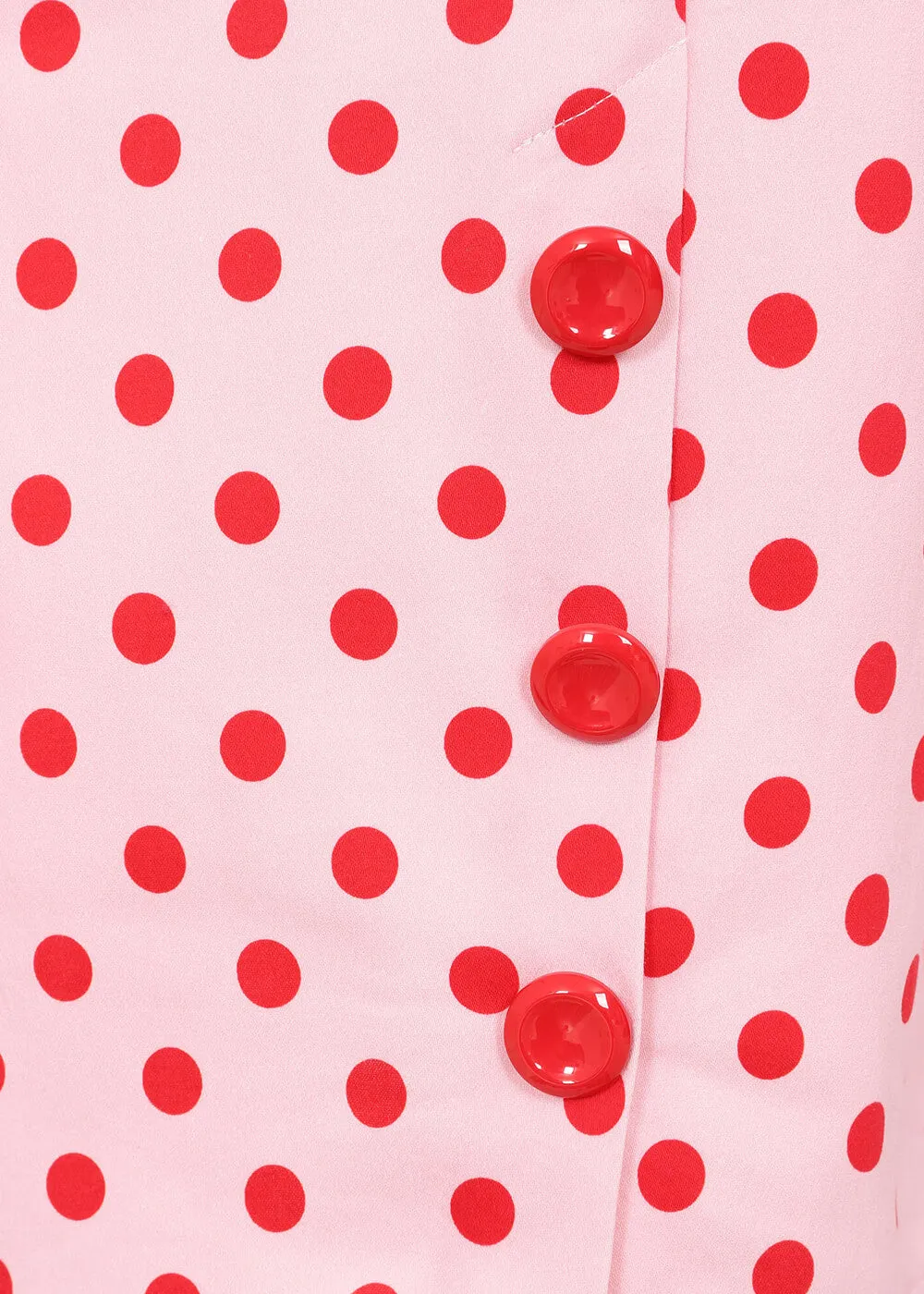 Collectif Charlotte Polka Dot 50's Pencil Skirt Pink Red