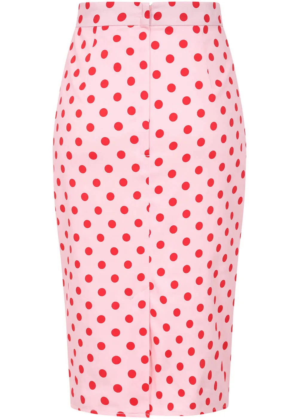 Collectif Charlotte Polka Dot 50's Pencil Skirt Pink Red