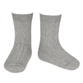 Condor Baby And Child Basic Rib Short Socks Aluminum Grey