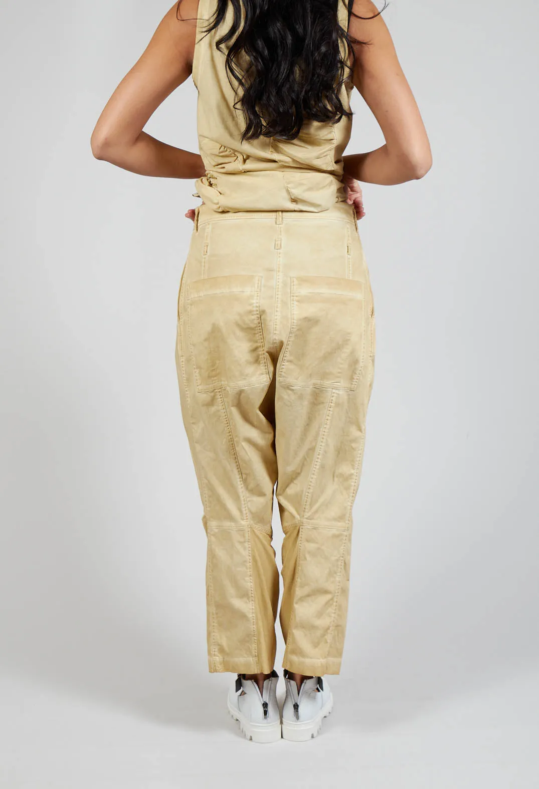 Cotton Drop-Crotch Trousers in Wax Cloud