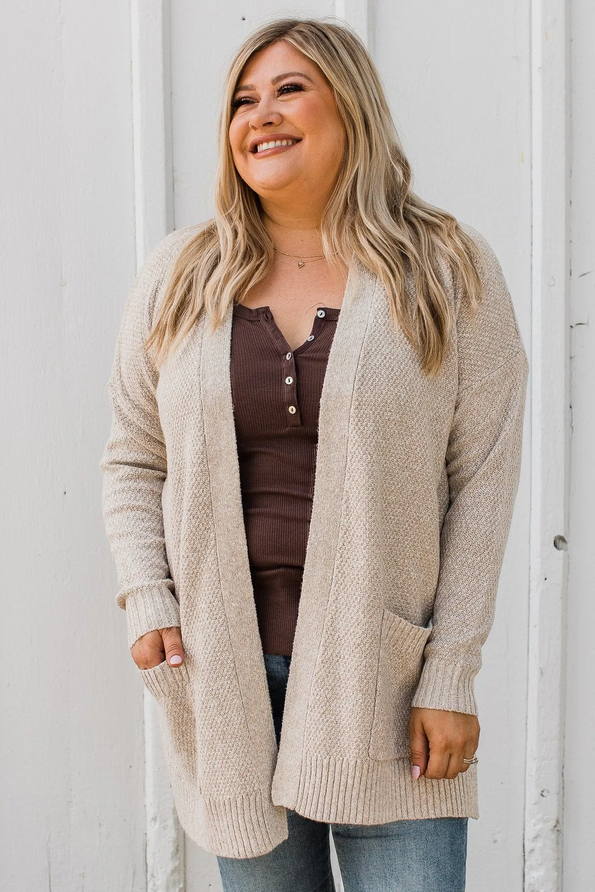 Cozy As Can Be Long Knitted Cardigan- Oatmeal