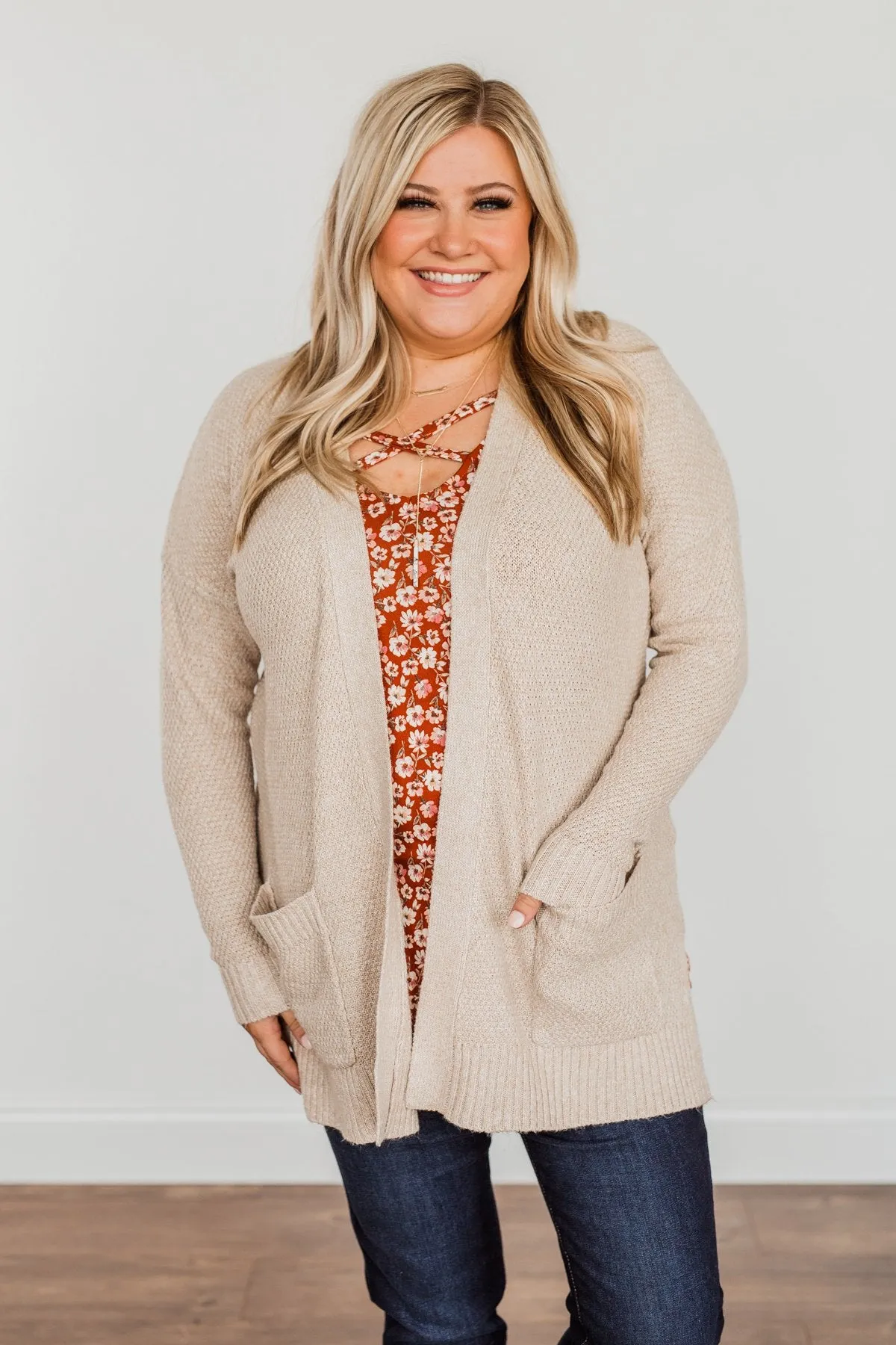 Cozy As Can Be Long Knitted Cardigan- Oatmeal