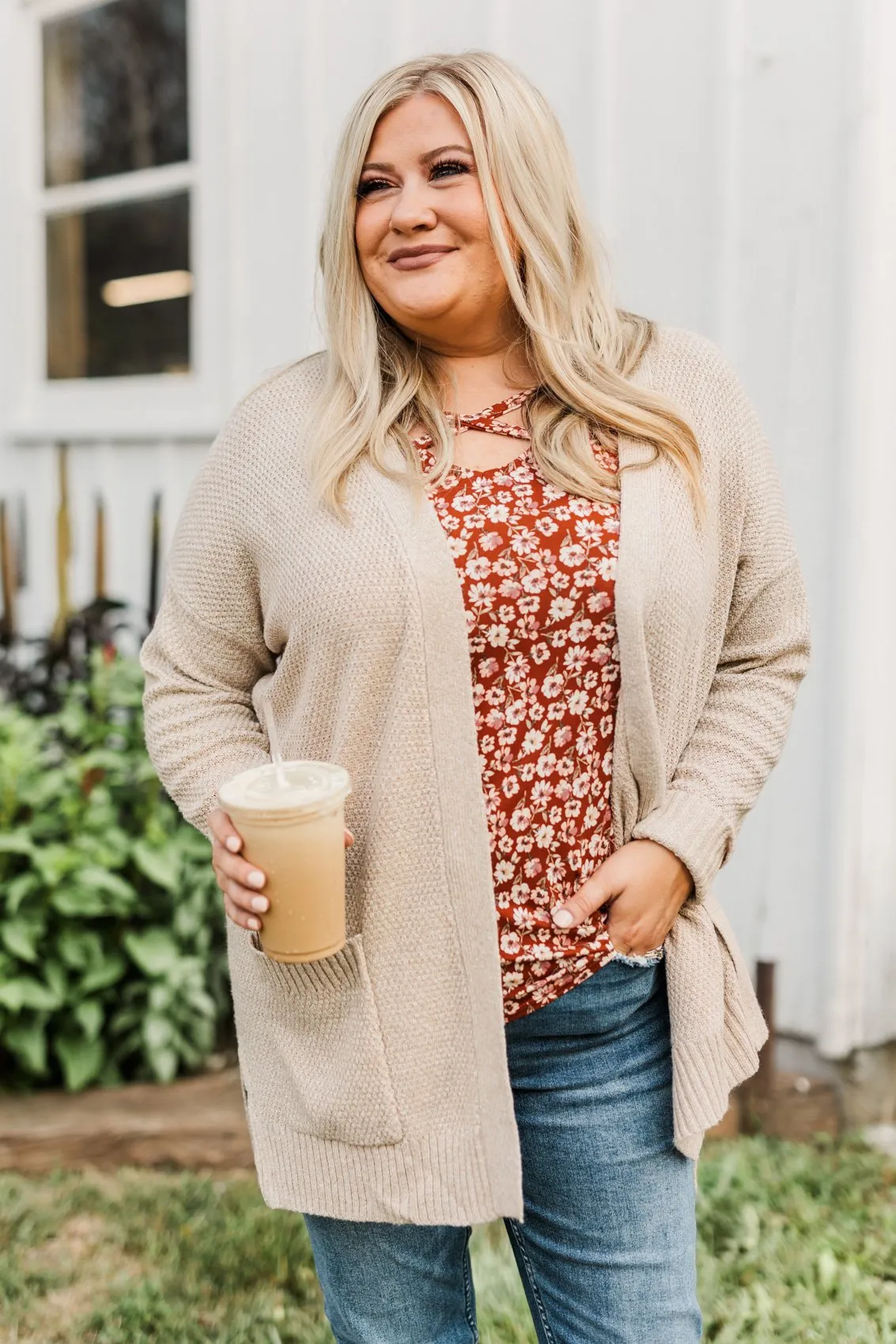 Cozy As Can Be Long Knitted Cardigan- Oatmeal