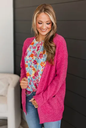 Cuddle Up To You Knit Cardigan- Hot Pink