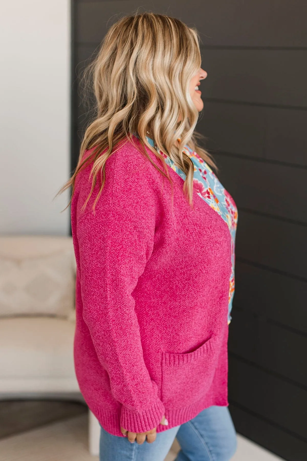 Cuddle Up To You Knit Cardigan- Hot Pink