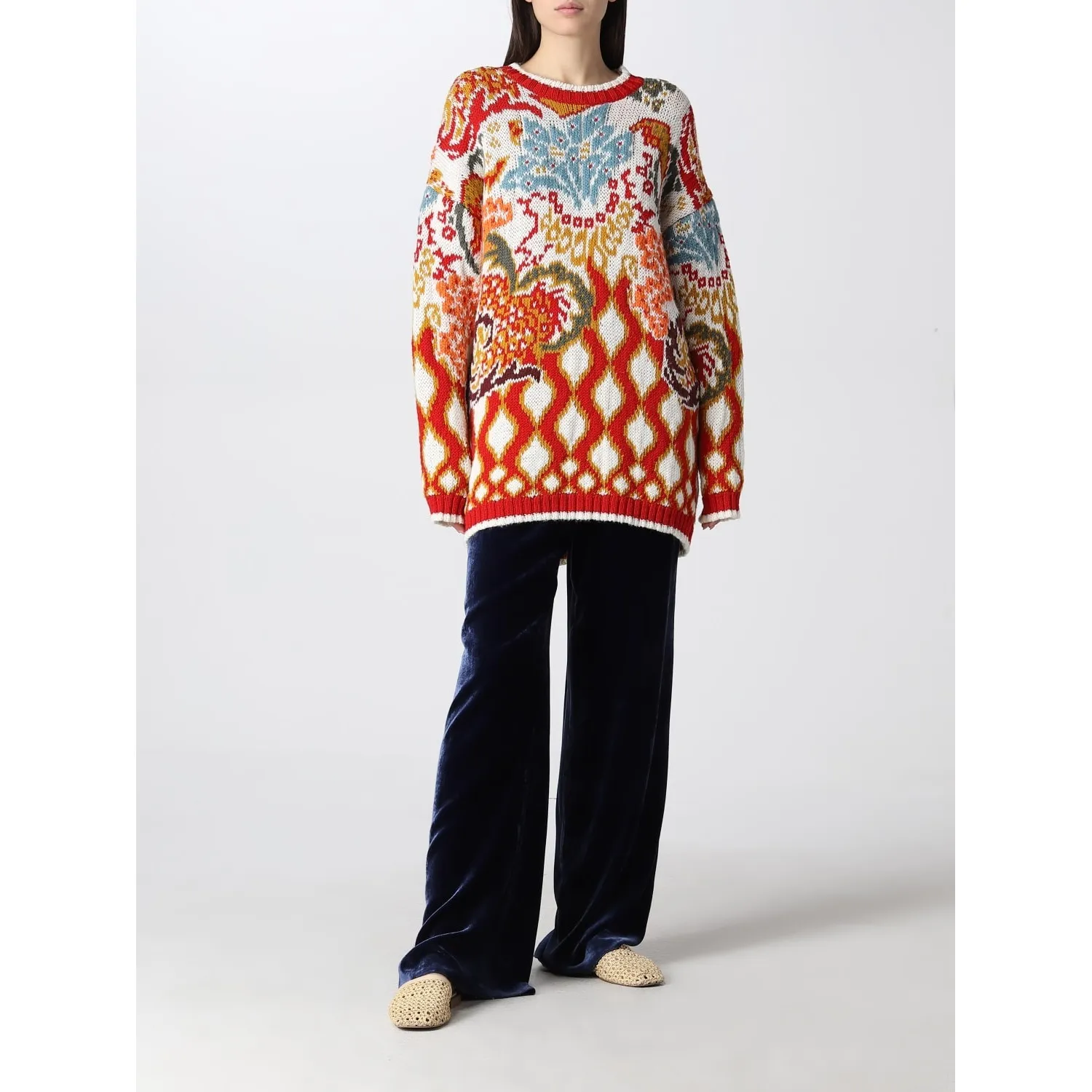 ETRO  |Casual Style Long Sleeves V-neck & Crew neck