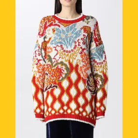 ETRO  |Casual Style Long Sleeves V-neck & Crew neck