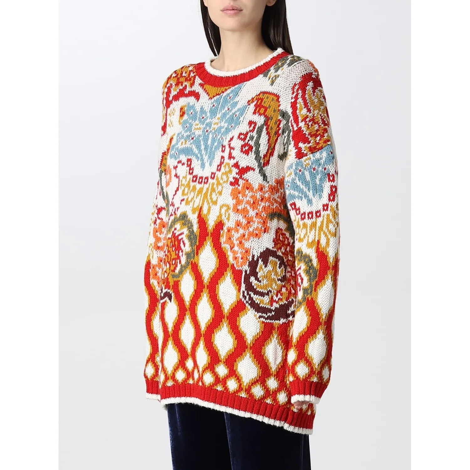 ETRO  |Casual Style Long Sleeves V-neck & Crew neck