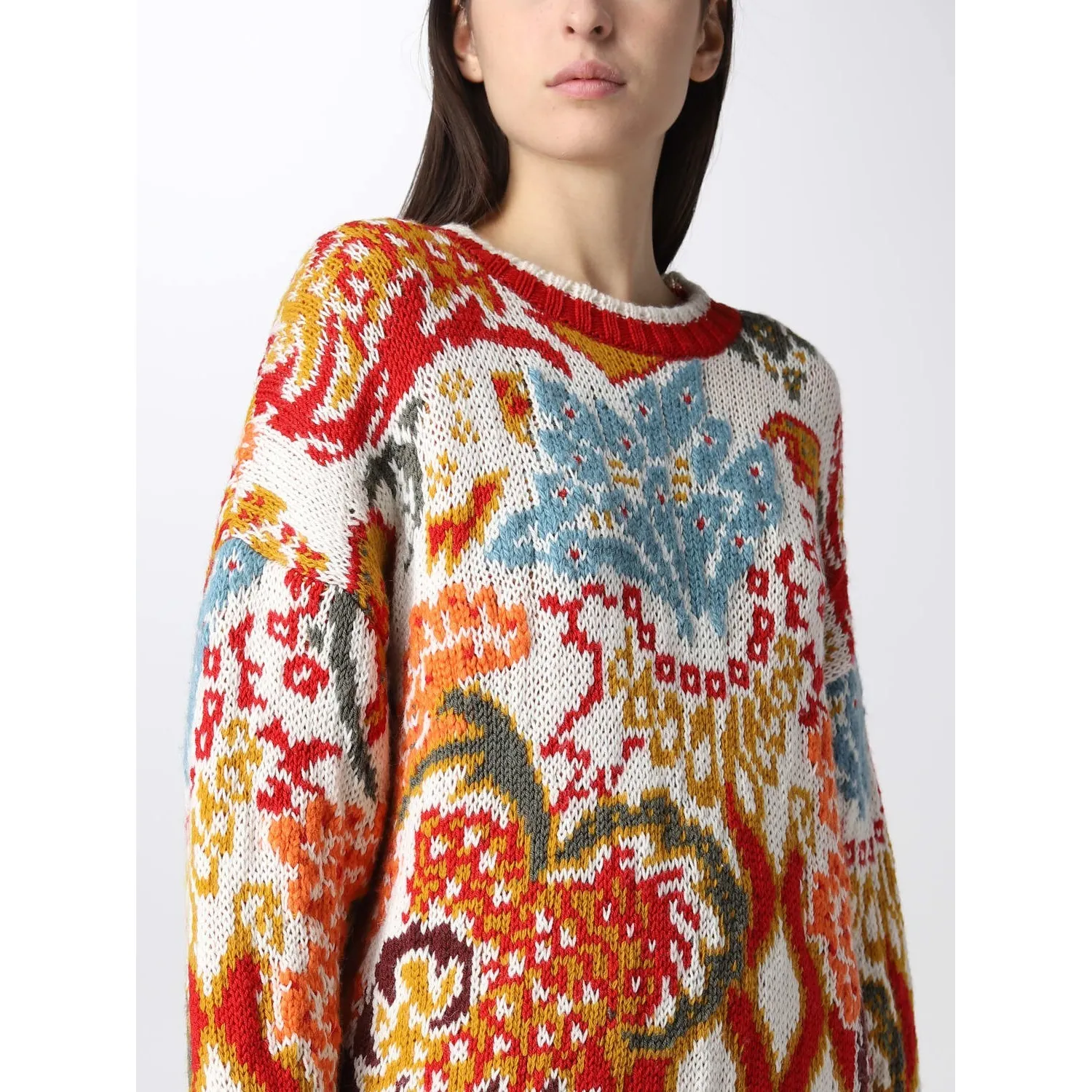 ETRO  |Casual Style Long Sleeves V-neck & Crew neck