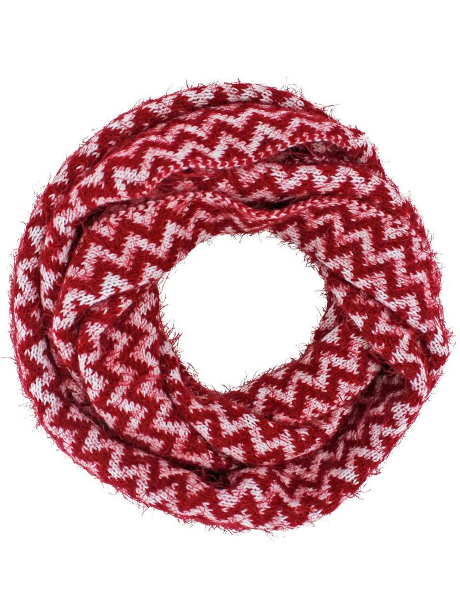 Fuzzy Knit Chevron Infinity Scarf