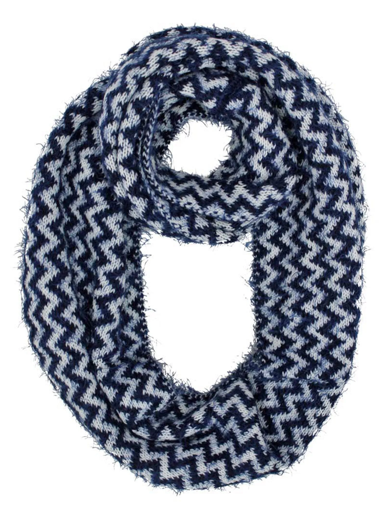 Fuzzy Knit Chevron Infinity Scarf