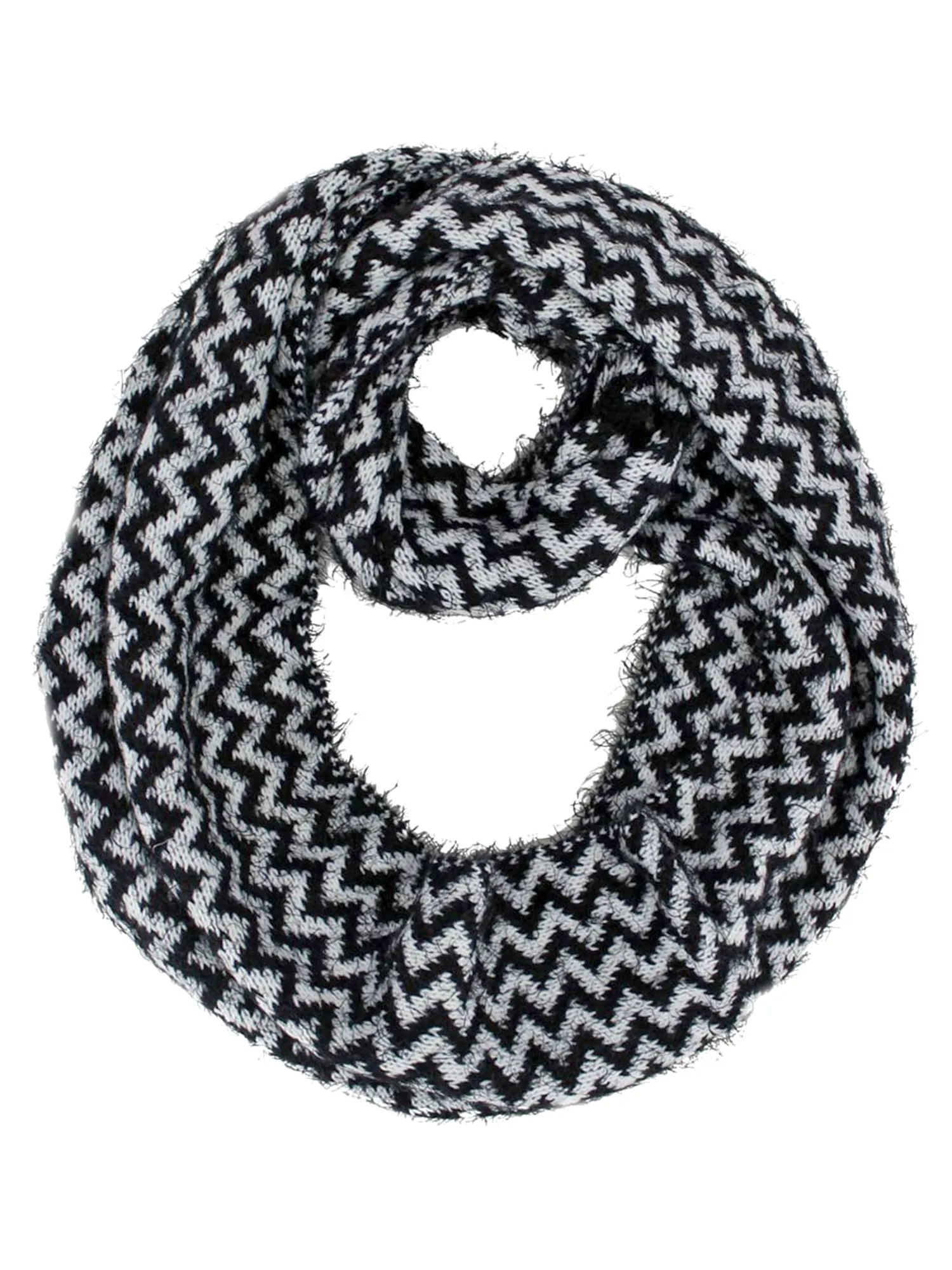 Fuzzy Knit Chevron Infinity Scarf