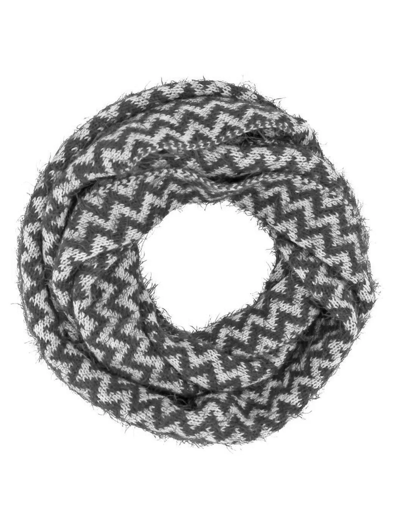 Fuzzy Knit Chevron Infinity Scarf