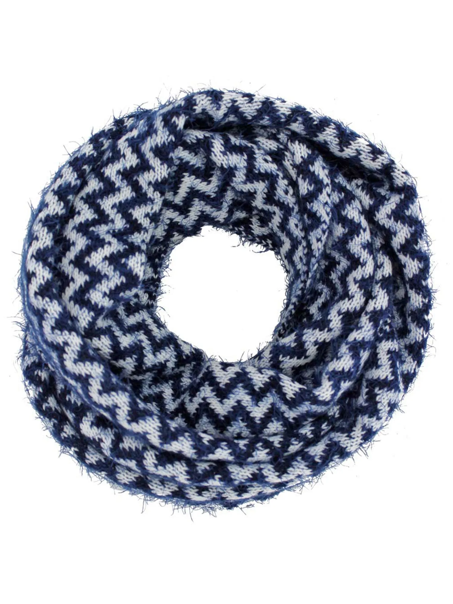 Fuzzy Knit Chevron Infinity Scarf