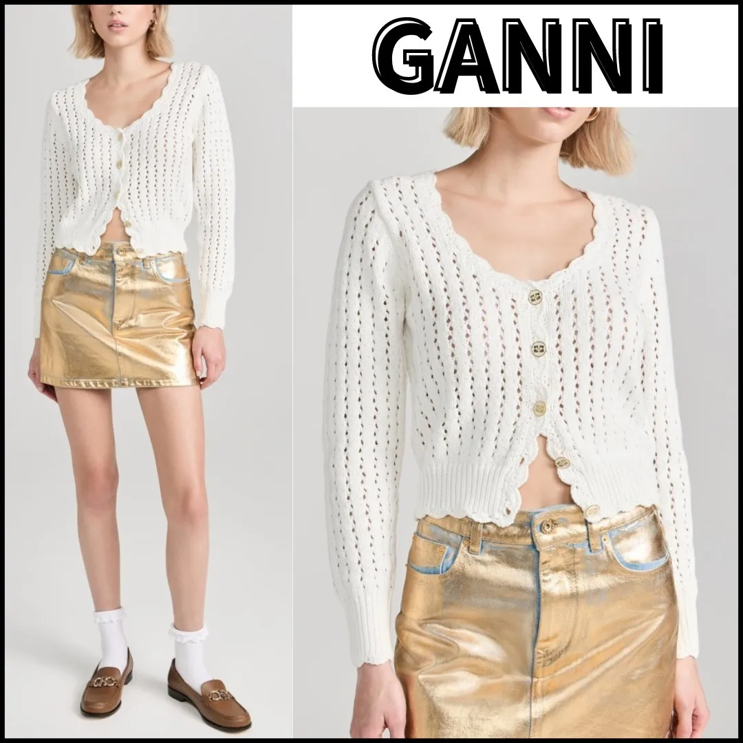 Ganni  |Casual Style Long Sleeves Plain Cotton Office Style