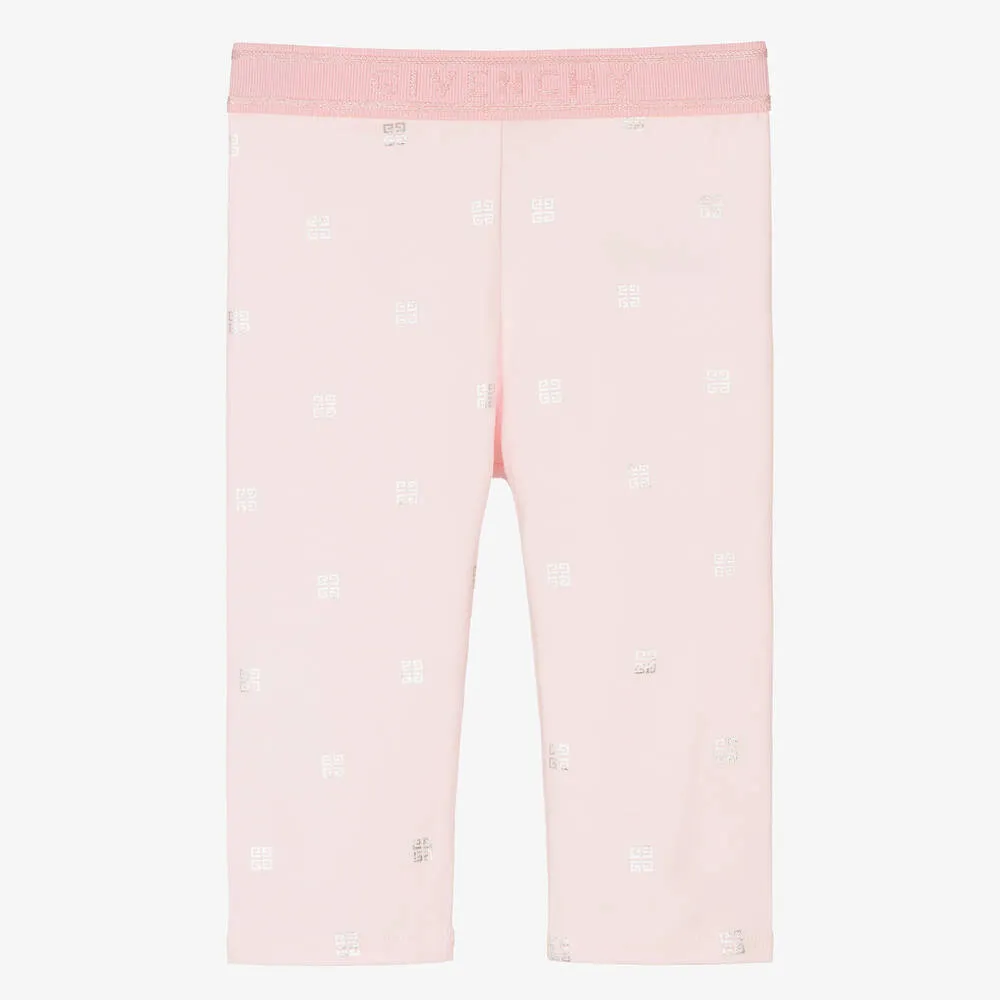 Girls Pink Logo Leggings