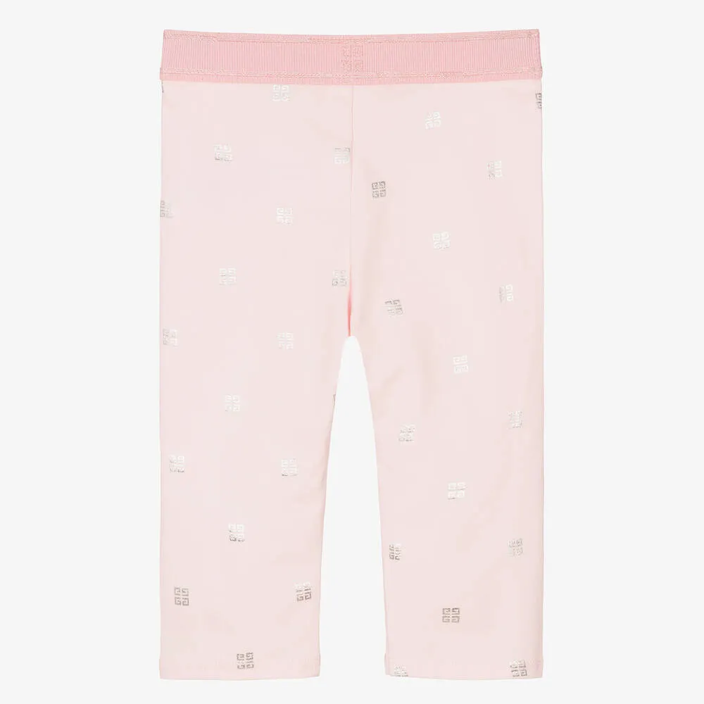 Girls Pink Logo Leggings