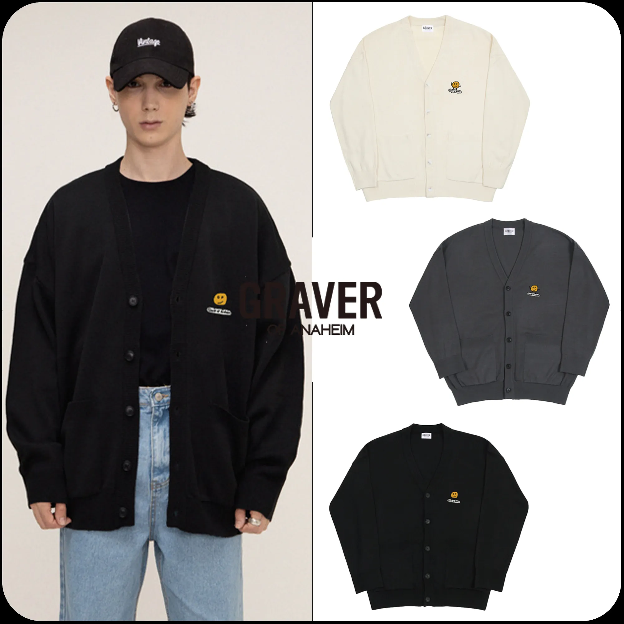 GRAVER  |[GRAVER]★DOT BOARD EMBROIDERY KNIT CARDIGAN