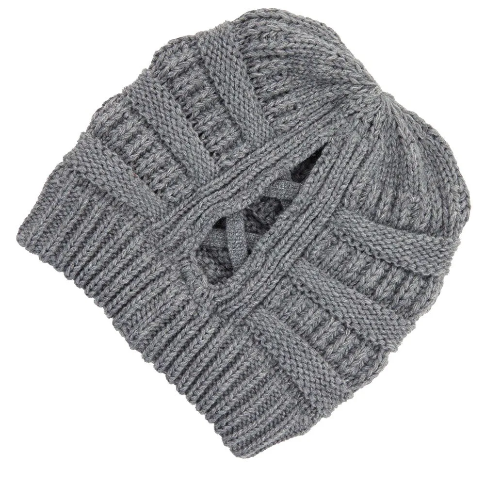 Grey Ribbed Knit Beanie