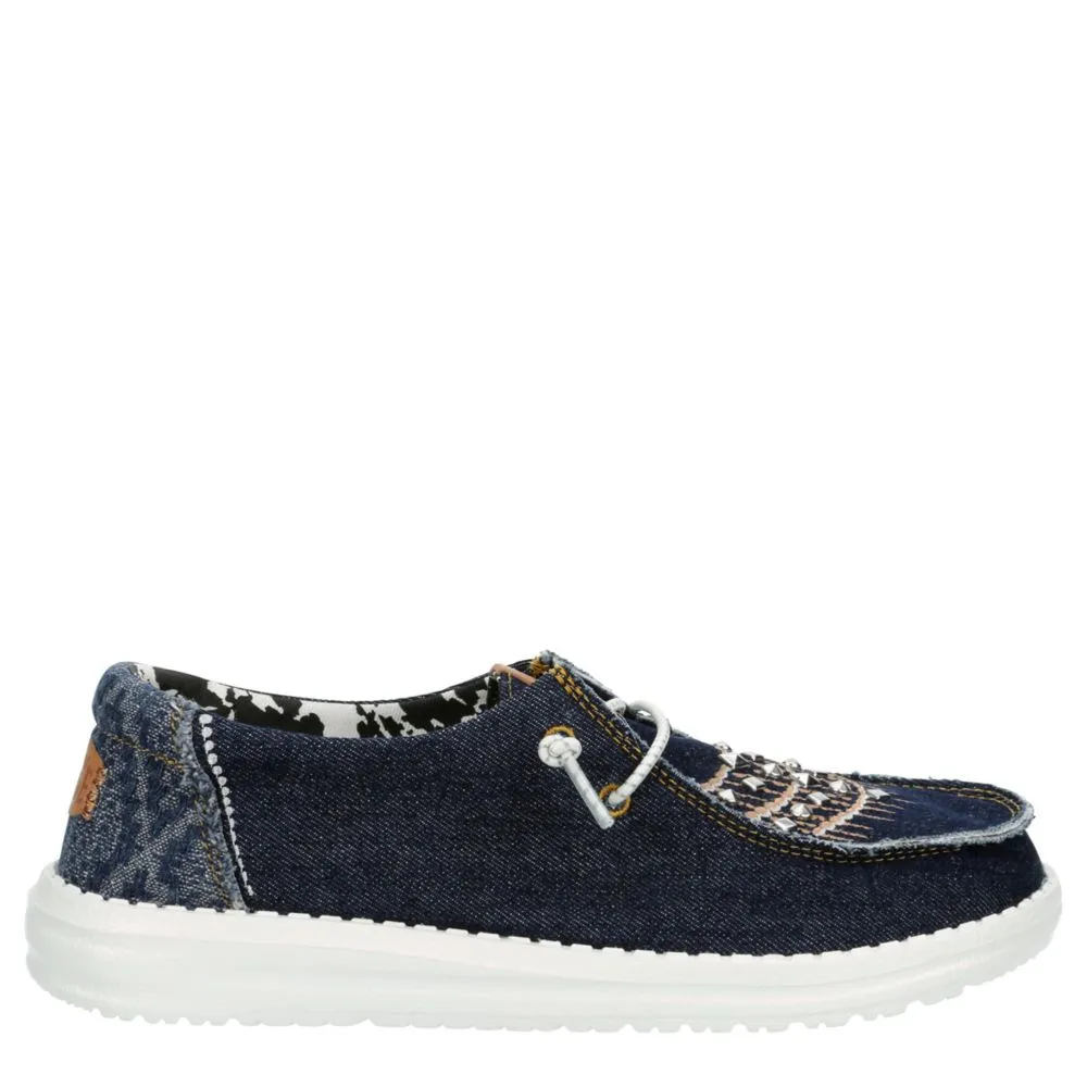 HEYDUDE  WOMENS WENDY DENIM SLIP ON SNEAKER