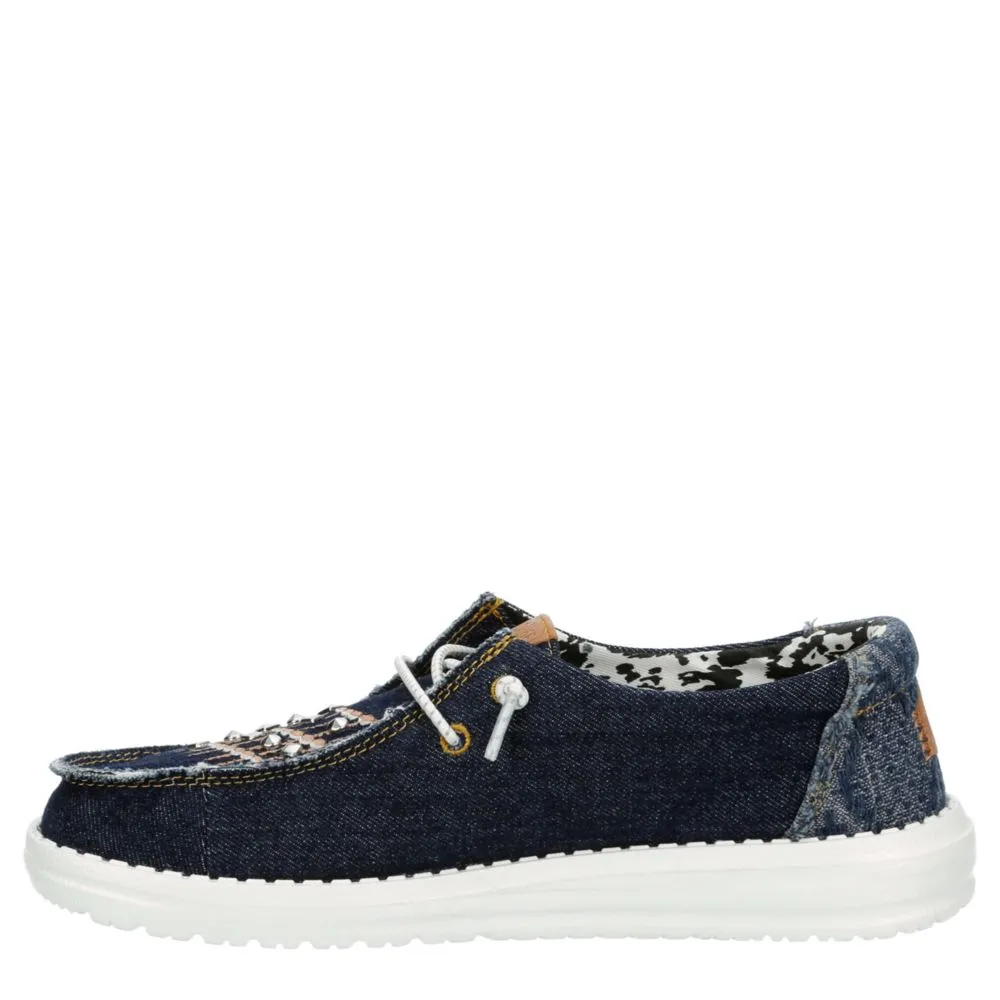 HEYDUDE  WOMENS WENDY DENIM SLIP ON SNEAKER