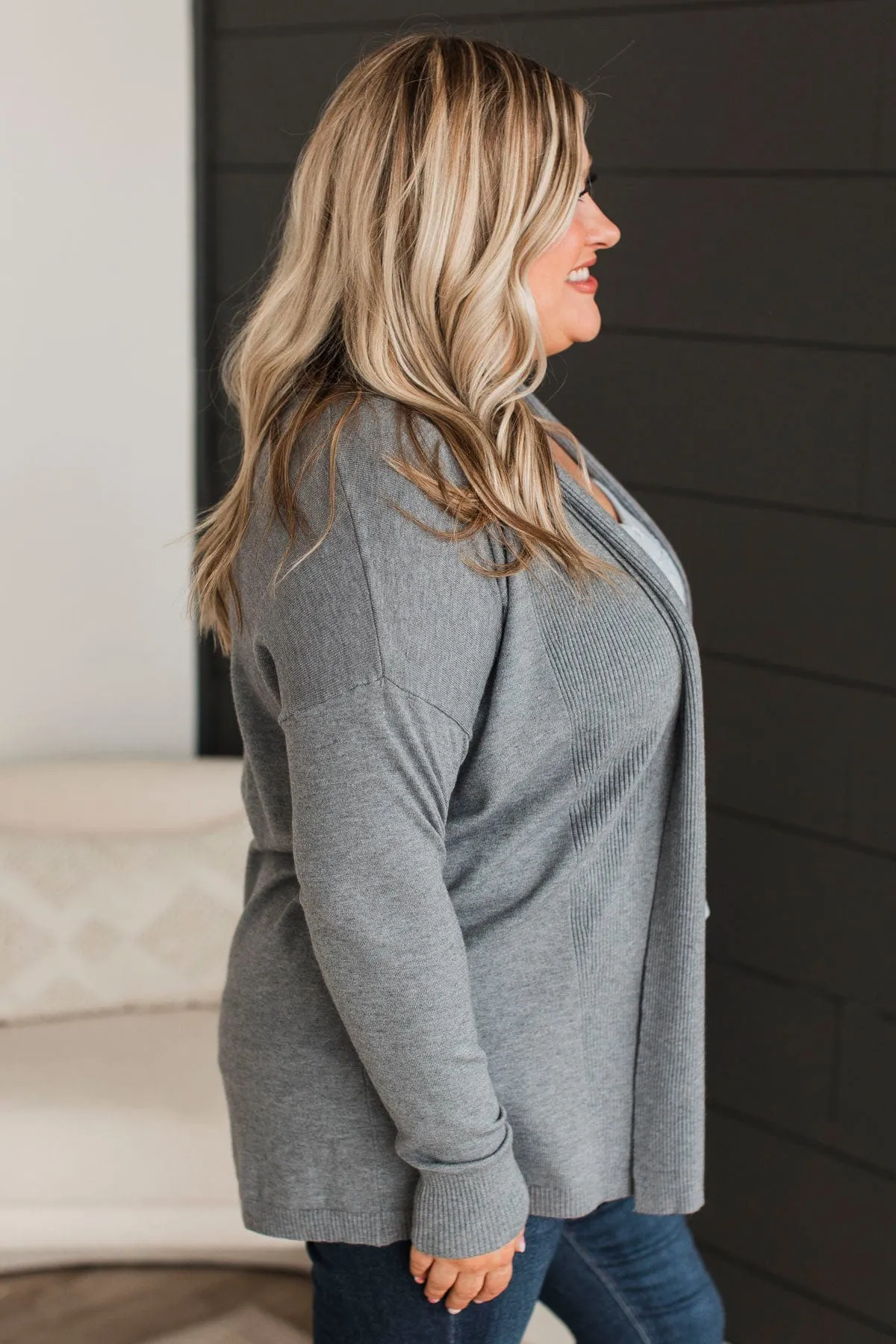 Holding On To Hope Knit Cardigan- Steel Grey